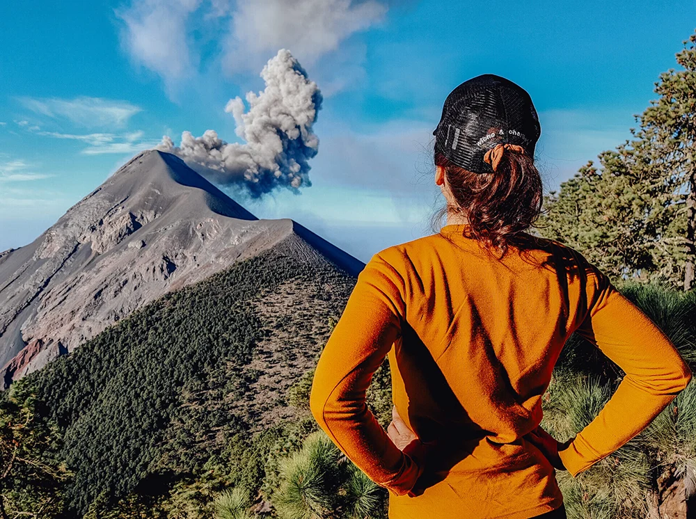 Trek na vulkán Acatenango a Fuego v Guatemale